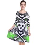 Deathrock Skull Quarter Sleeve Waist Band Dress