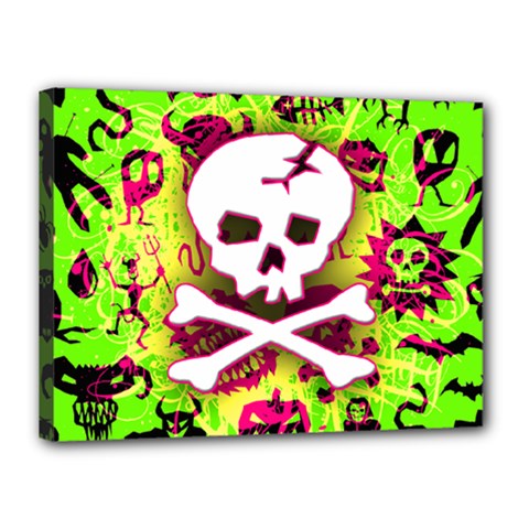 Deathrock Skull & Crossbones Canvas 16  x 12  (Stretched) from ArtsNow.com