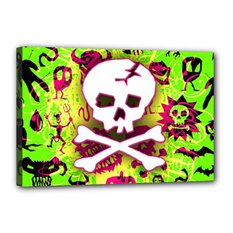 Deathrock Skull & Crossbones Canvas 18  x 12  (Stretched) from ArtsNow.com