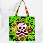 Deathrock Skull & Crossbones Zipper Grocery Tote Bag