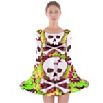 Deathrock Skull & Crossbones Long Sleeve Skater Dress