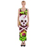 Deathrock Skull & Crossbones Fitted Maxi Dress