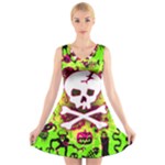 Deathrock Skull & Crossbones V-Neck Sleeveless Dress