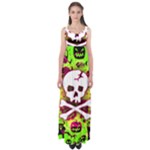 Deathrock Skull & Crossbones Empire Waist Maxi Dress