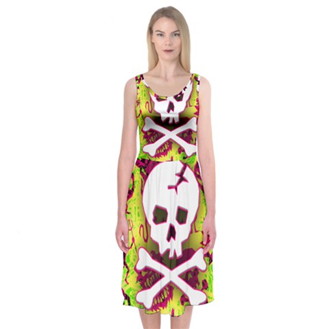 Deathrock Skull & Crossbones Midi Sleeveless Dress from ArtsNow.com