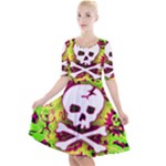 Deathrock Skull & Crossbones Quarter Sleeve A-Line Dress