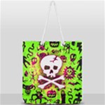 Deathrock Skull & Crossbones Full Print Rope Handle Tote (Large)