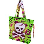 Deathrock Skull & Crossbones Drawstring Tote Bag