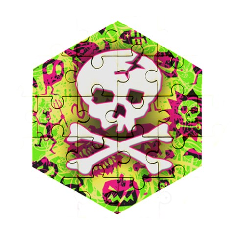 Deathrock Skull & Crossbones Wooden Puzzle Hexagon from ArtsNow.com