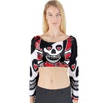 Emo Girl Skull Long Sleeve Crop Top