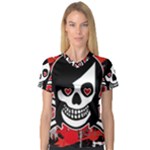 Emo Girl Skull V-Neck Sport Mesh Tee