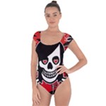 Emo Girl Skull Short Sleeve Leotard 