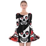 Emo Girl Skull Long Sleeve Skater Dress