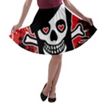 Emo Girl Skull A-line Skater Skirt