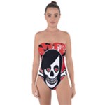 Emo Girl Skull Tie Back One Piece Swimsuit