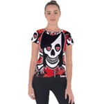 Emo Girl Skull Short Sleeve Sports Top 