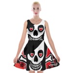 Emo Girl Skull Velvet Skater Dress