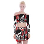 Emo Girl Skull Off Shoulder Top with Mini Skirt Set