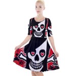 Emo Girl Skull Quarter Sleeve A-Line Dress