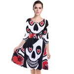 Emo Girl Skull Quarter Sleeve Waist Band Dress