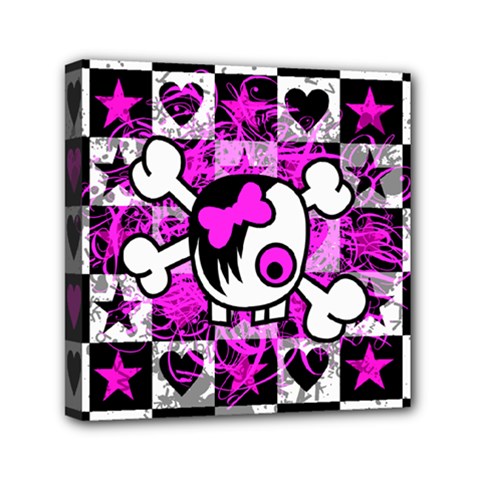 Emo Scene Girl Skull Mini Canvas 6  x 6  (Stretched) from ArtsNow.com