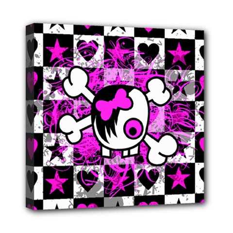 Emo Scene Girl Skull Mini Canvas 8  x 8  (Stretched) from ArtsNow.com