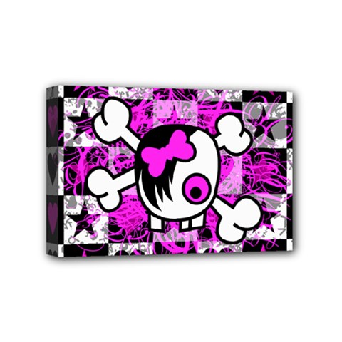 Emo Scene Girl Skull Mini Canvas 6  x 4  (Stretched) from ArtsNow.com