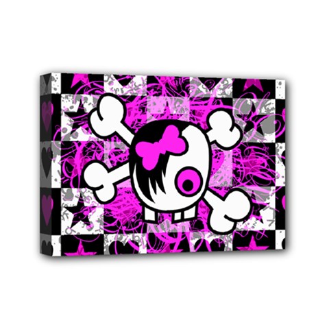 Emo Scene Girl Skull Mini Canvas 7  x 5  (Stretched) from ArtsNow.com