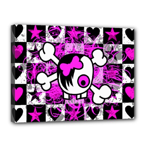 Emo Scene Girl Skull Canvas 16  x 12  (Stretched) from ArtsNow.com