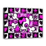 Emo Scene Girl Skull Canvas 16  x 12  (Stretched)