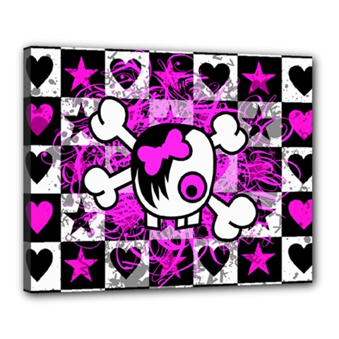 Emo Scene Girl Skull Canvas 20  x 16  (Stretched) from ArtsNow.com