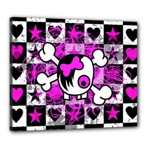 Emo Scene Girl Skull Canvas 24  x 20  (Stretched) from ArtsNow.com