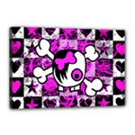 Emo Scene Girl Skull Canvas 18  x 12  (Stretched)