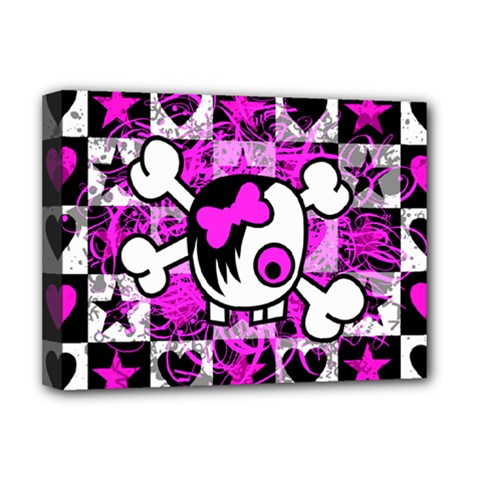 Emo Scene Girl Skull Deluxe Canvas 16  x 12  (Stretched)  from ArtsNow.com