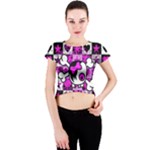 Emo Scene Girl Skull Crew Neck Crop Top