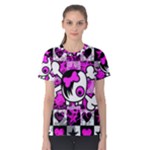 Emo Scene Girl Skull Women s Cotton Tee