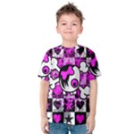 Emo Scene Girl Skull Kids  Cotton Tee