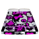 Emo Scene Girl Skull Fitted Sheet (Queen Size)