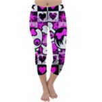 Emo Scene Girl Skull Capri Winter Leggings 