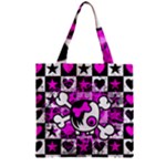 Emo Scene Girl Skull Zipper Grocery Tote Bag