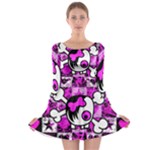 Emo Scene Girl Skull Long Sleeve Skater Dress