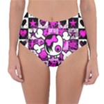 Emo Scene Girl Skull Reversible High-Waist Bikini Bottoms