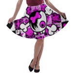 Emo Scene Girl Skull A-line Skater Skirt