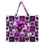 Emo Scene Girl Skull Zipper Large Tote Bag