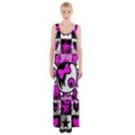 Emo Scene Girl Skull Thigh Split Maxi Dress