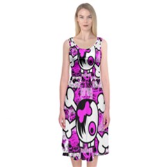 Emo Scene Girl Skull Midi Sleeveless Dress from ArtsNow.com