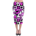 Emo Scene Girl Skull Midi Pencil Skirt