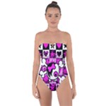 Emo Scene Girl Skull Tie Back One Piece Swimsuit