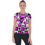 Emo Scene Girl Skull Short Sleeve Sports Top 