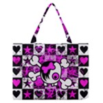 Emo Scene Girl Skull Zipper Medium Tote Bag